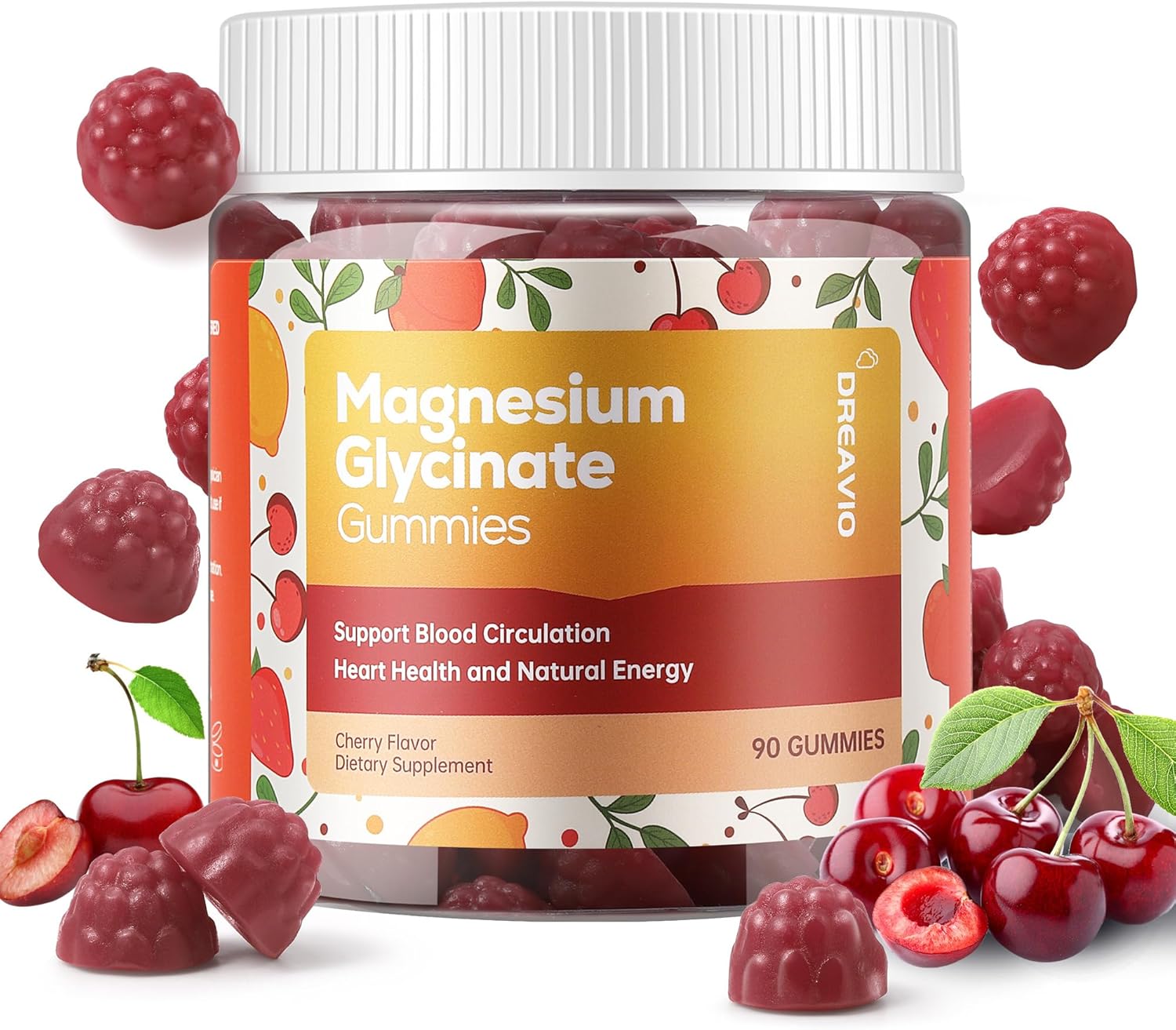 DREAVIO Magnesium Glycinate Gummies, cherry flavour